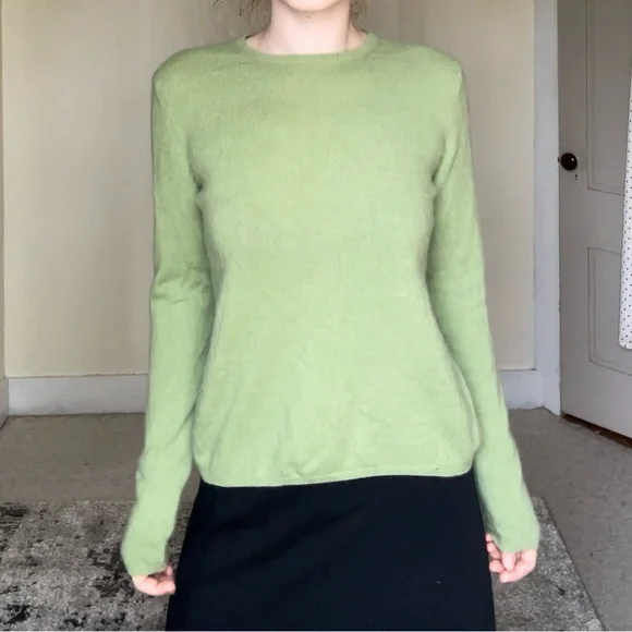 Charter Club 2 Ply 100% Cashmere Women's Green Sweater Shirt Soft Comfy Summer - Picture 6 of 14